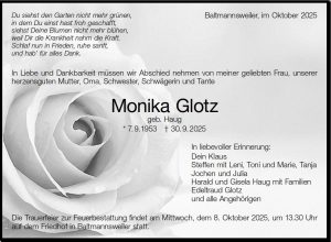 Wir trauern um Monika Glotz